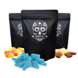 Bulk Medicated Gummies – Sour Blue Raspberry Bottles 1500mg THC┃Mota